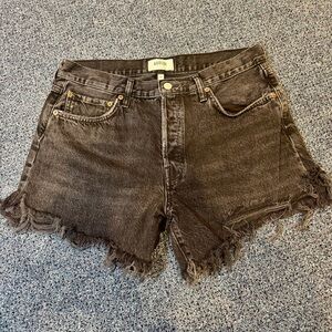 Agolde Charcoal Button-Fly Denim Shorts